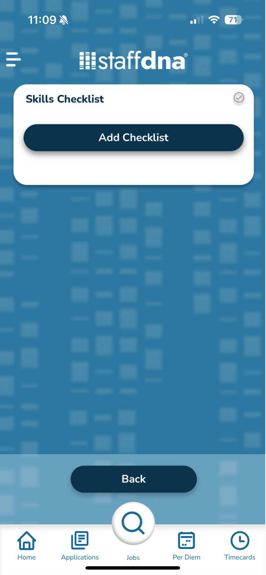 Finding a Job You Love Has Never Been Easier 8 Picture of the skills checklist section of the StaffDNA mobile app