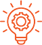 About Us 10 Light bulb with gear symbol