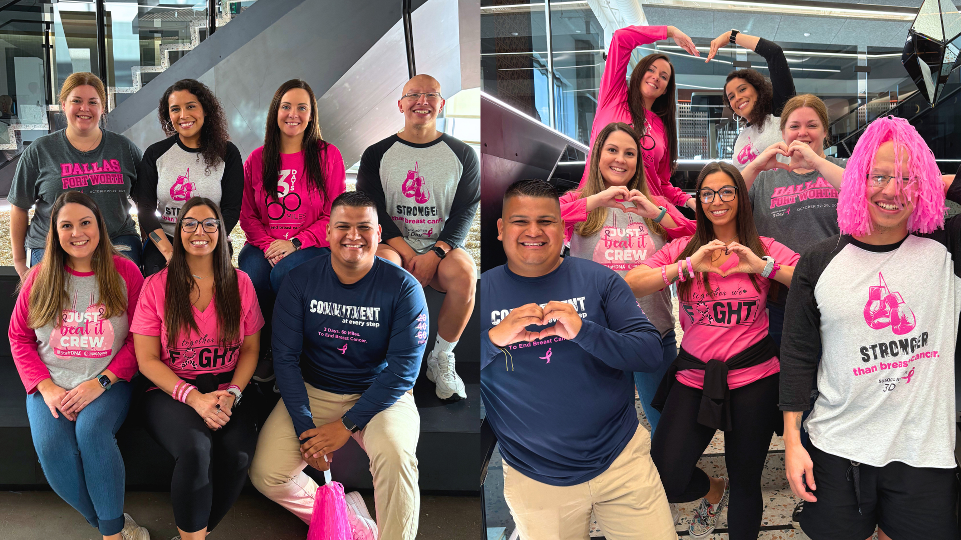 Group supporting breast cancer awareness event.