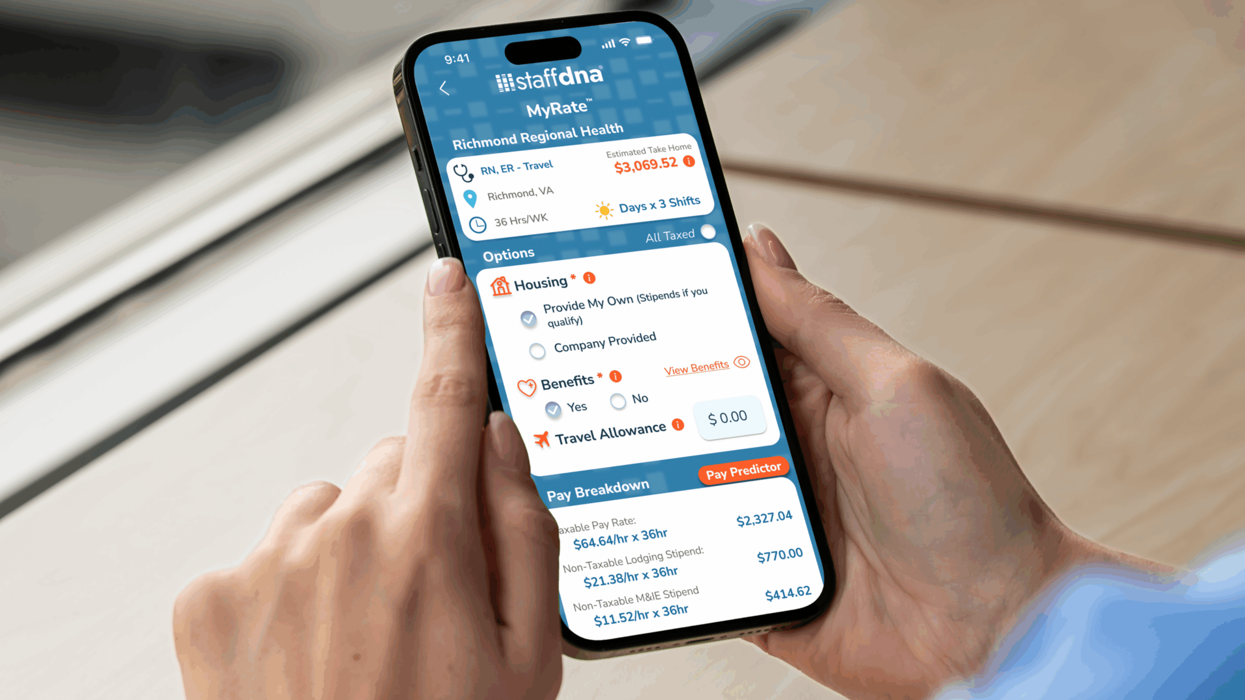 Mobile app displaying financial information