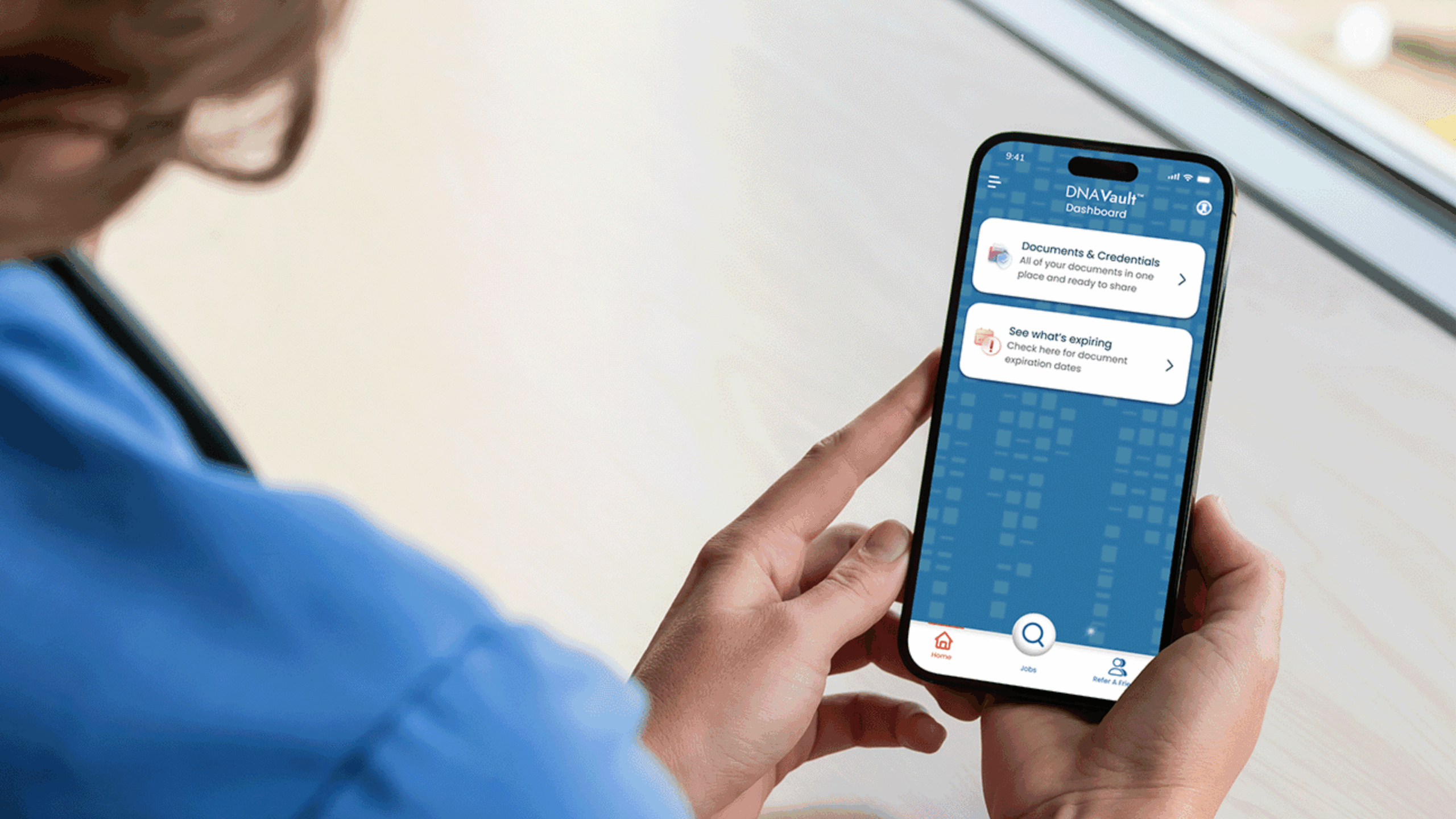 Person using mobile app interface
