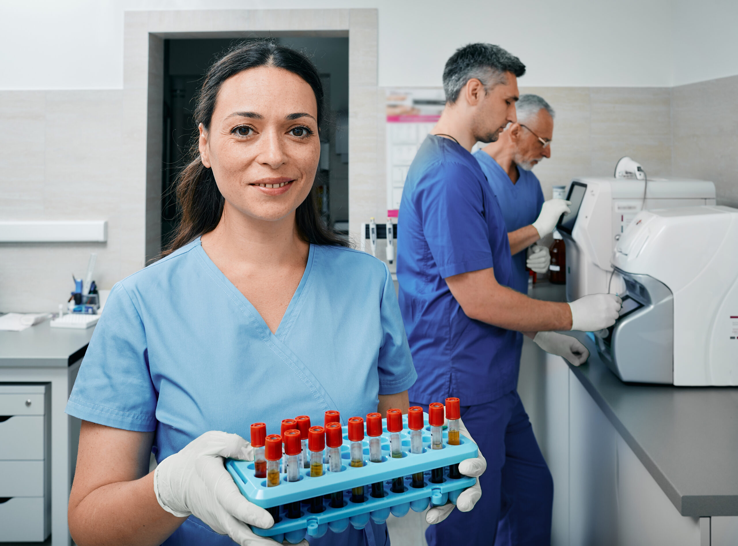 Medical professionals working in laboratory