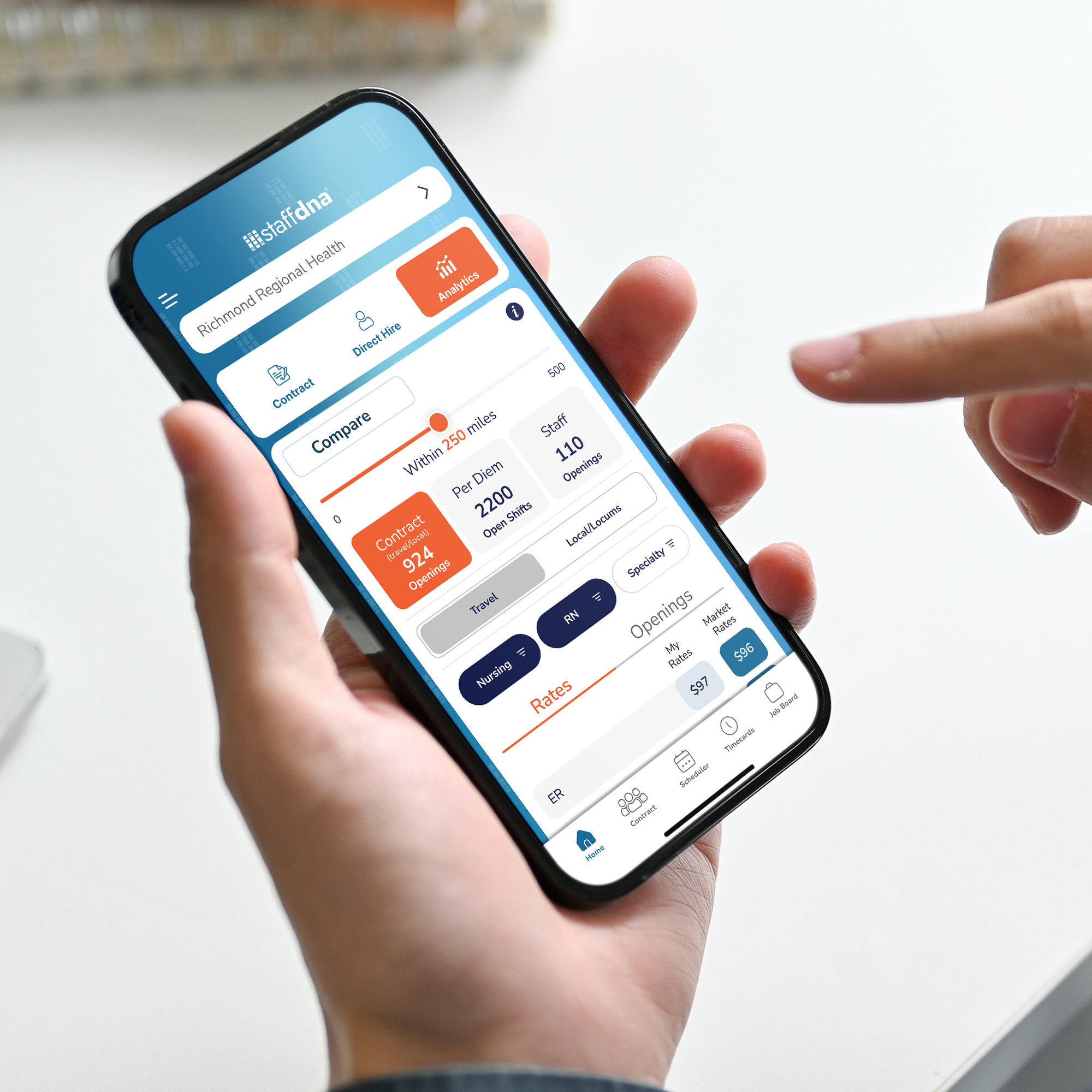 Mobile app displaying health data