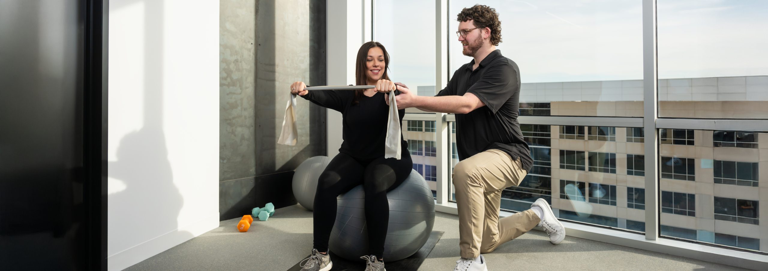 Person exercising with resistance bands