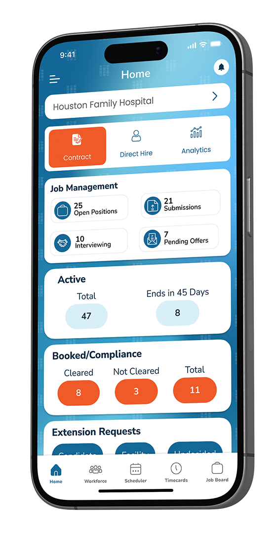 Mobile app interface for job management